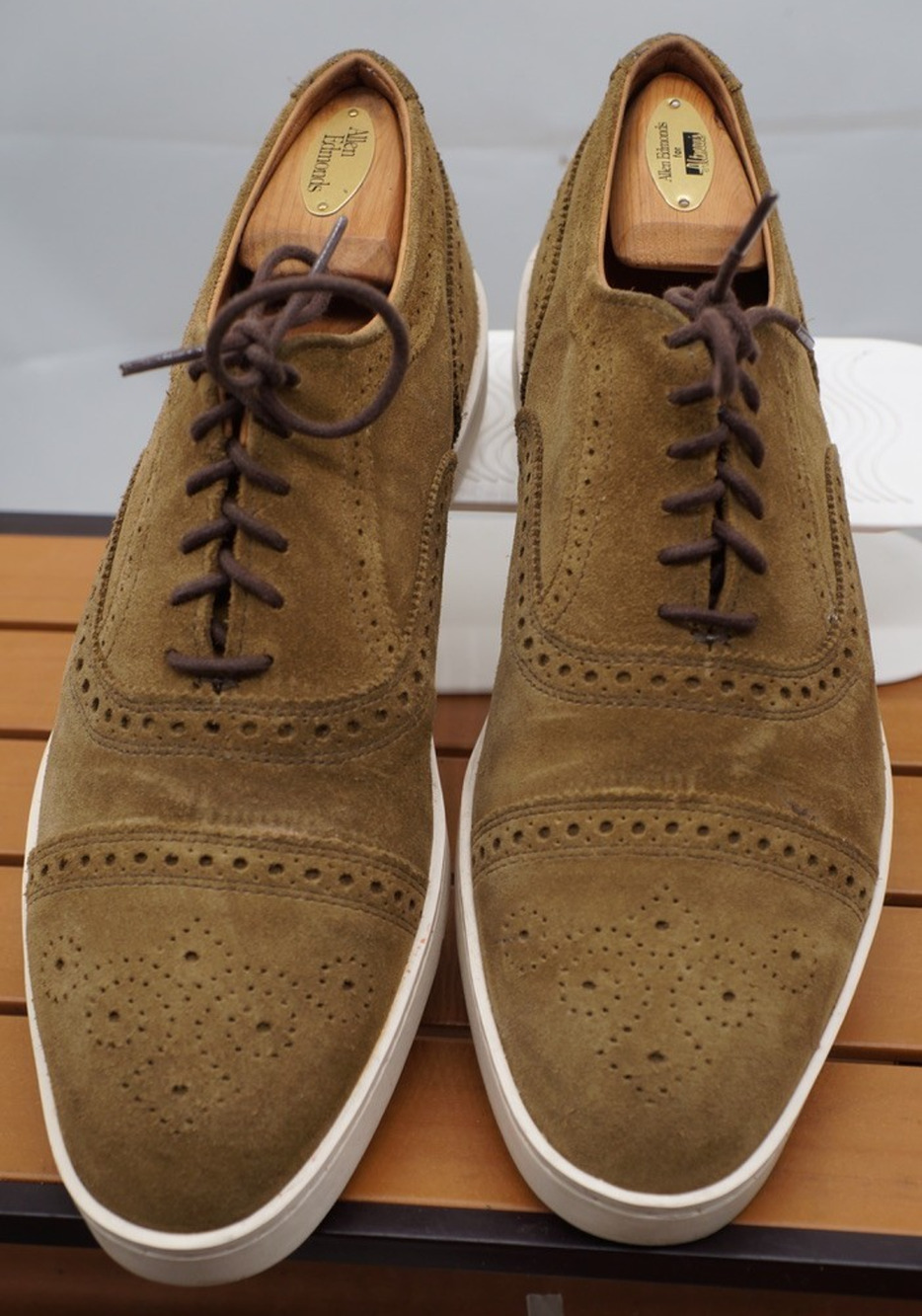 Allen Edmonds Strand $300 Men's Cap Toe Sneakers Shoes Size 10 D Suede Brown